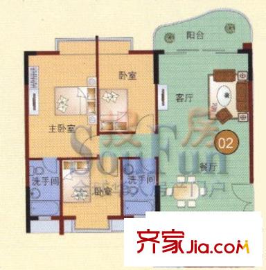 新都會(huì)御景豪庭 3室 戶型圖