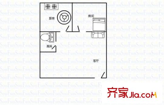 同華西路小區(qū)戶型圖1室1廳 戶型圖 1室1廳1衛(wèi)1廚