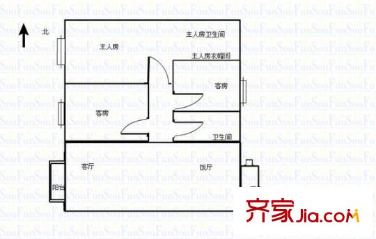 同華西路小區(qū)戶型圖3室2廳 戶型圖 3室2廳2衛(wèi)1廚