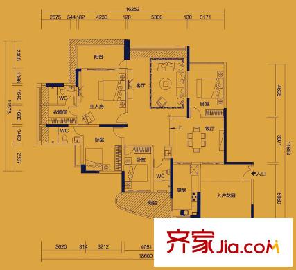均城上島水岸戶型圖4室2廳戶型圖 4室2廳3衛(wèi)1廚