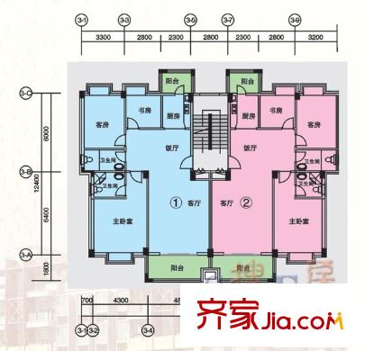 金沙澳錦名苑戶型圖3房2廳戶型1 3室2廳2衛(wèi)1廚