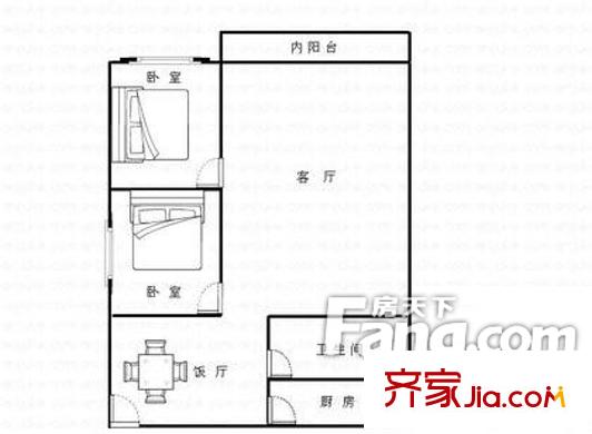 宏福樓戶型圖2室2廳戶型圖 2室2廳1衛(wèi)1廚