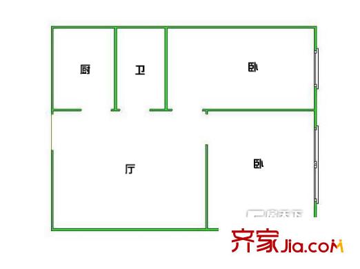 豪成大廈戶型圖2室1廳戶型圖 2室1廳1衛(wèi)1廚