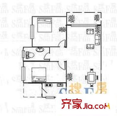 興隆大廈 2室 戶型圖