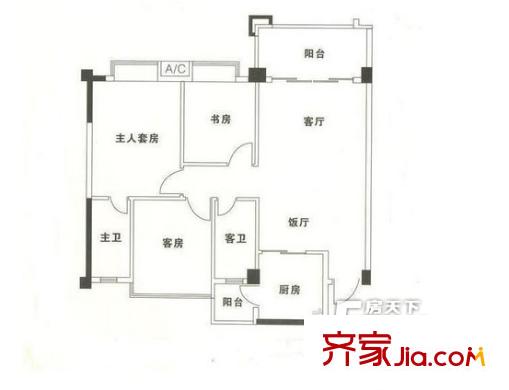 暉城樓戶型圖3室2廳 戶型圖 