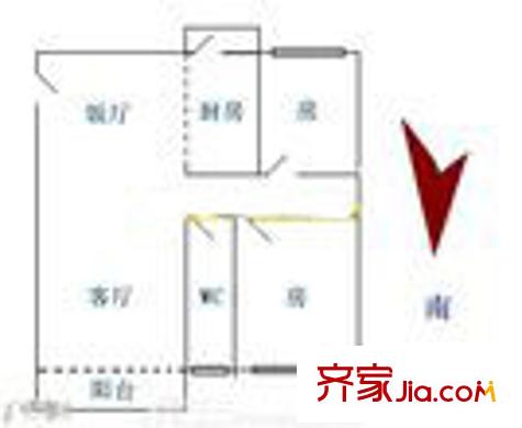 鐵路新村戶型圖兩室一廳戶型圖 2室1廳1衛(wèi)1廚