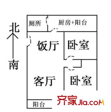 鐵路新村 2室 戶型圖