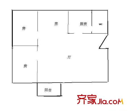佛山三中教師宿舍 3室2廳 戶型圖