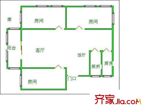 佛山三中教師宿舍 3室2廳 戶型圖
