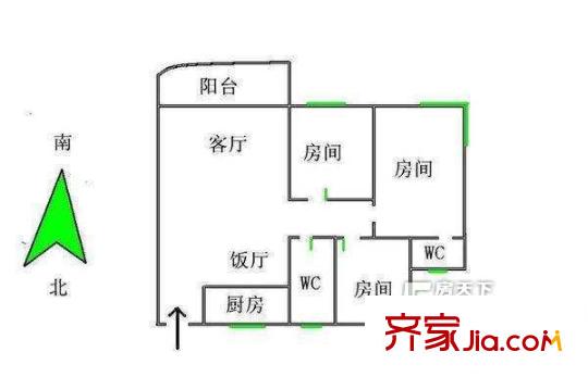興隆街小區(qū)戶型圖3室 戶型圖 3室2廳1衛(wèi)1廚