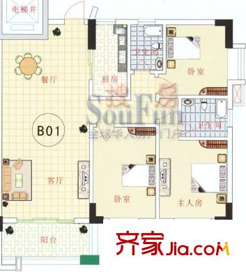 海逸盛世桃園戶型圖3室2廳 戶型圖 3室2廳2衛(wèi)1廚