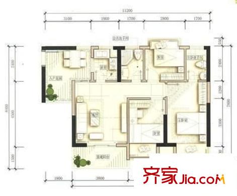 新都會御景豪庭 3室 戶型圖
