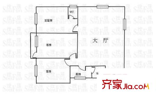 新都會御景豪庭 3室 戶型圖