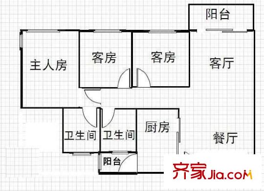 同華西路小區(qū)戶型圖3室2廳 戶型圖 3室2廳2衛(wèi)1廚