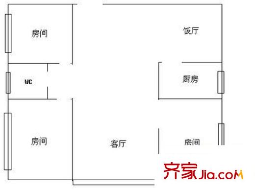 河畔明珠戶型圖3室2廳戶型圖 3室2廳2衛(wèi)1廚