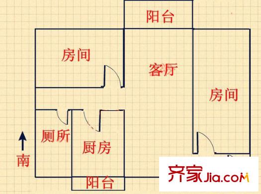 沙頭大道小區(qū)戶型圖2室1廳戶型圖 2室1廳1衛(wèi)1廚