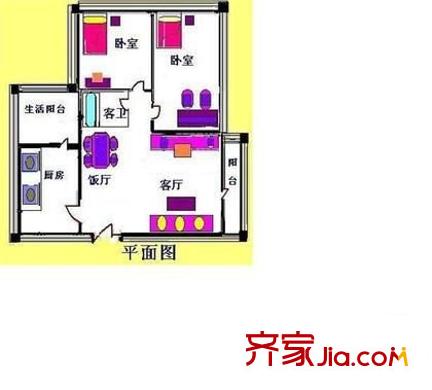 順德碧桂園東苑 2室 戶型圖