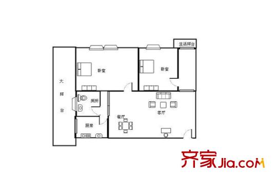 水運大樓戶型圖2室2廳 戶型圖 2室2廳1衛(wèi)1廚