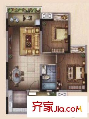 保利花園二期 2室 戶型圖