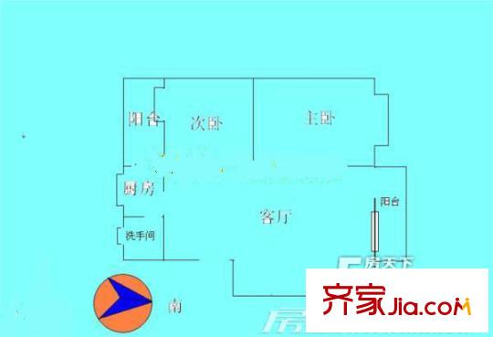 鐵路新村戶型圖兩室兩廳戶型圖 2室2廳1衛(wèi)1廚