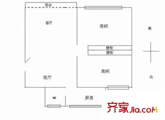 鐵路新村 2室 戶型圖
