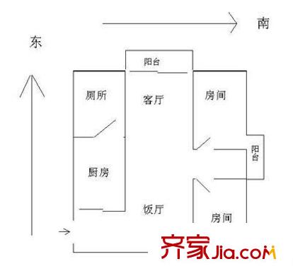 福升花園 1室1廳 戶型圖