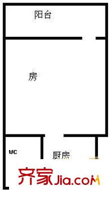 福升花園 1室1廳 戶型圖