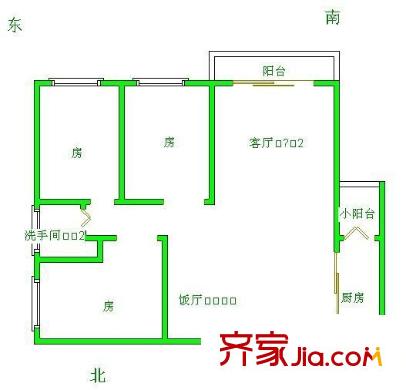 佛山三中教師宿舍 3室2廳 戶型圖