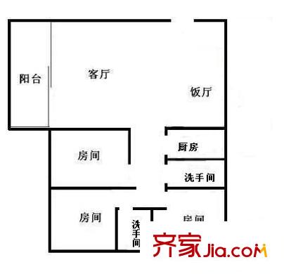 佛山三中教師宿舍 3室2廳 戶型圖