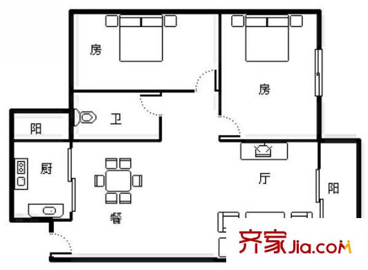 幸福樓 2室 戶型圖