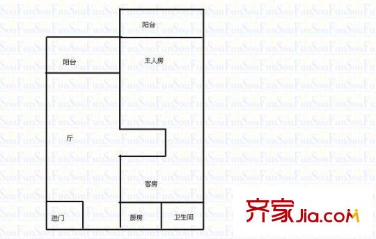 北苑大廈戶型圖兩室一廳戶型圖 2室1廳1衛(wèi)1廚