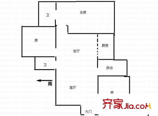 河畔明珠戶型圖3室2廳戶型圖 3室2廳2衛(wèi)1廚