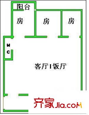 河畔明珠戶型圖3室2廳戶型圖 3室2廳1衛(wèi)1廚