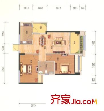 保利東湖林語37棟02單位 2室2廳1衛(wèi)1廚