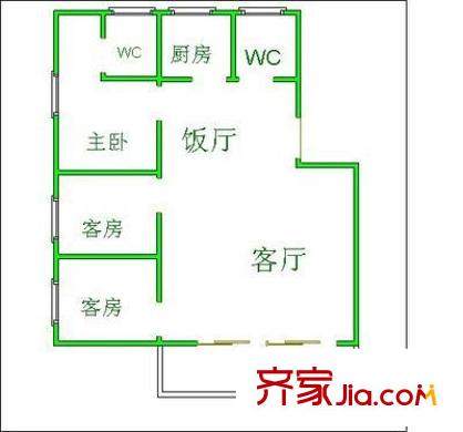 穗景樓戶型圖兩室一廳戶型圖 2室1廳1衛(wèi)1廚