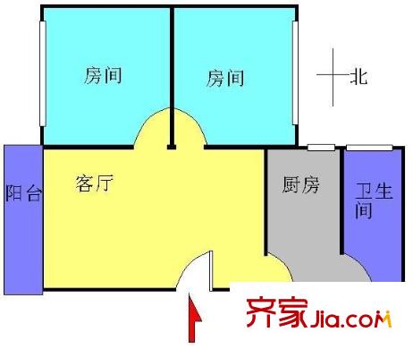穗景樓戶型圖兩室一廳戶型圖 2室1廳1衛(wèi)1廚