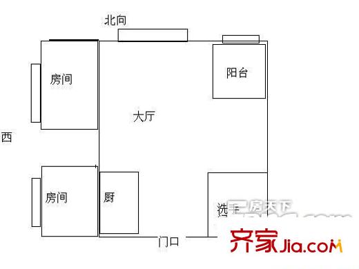 帝峰國(guó)際戶型圖2室1廳戶型圖 2室1廳1衛(wèi)1廚