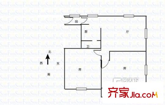 汾江新村戶型圖2室2廳戶型圖 2室2廳1衛(wèi)1廚