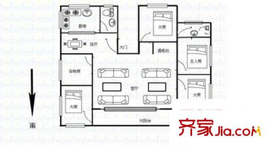 汾江新村 4室 戶型圖