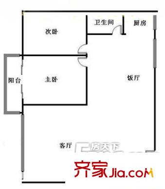 汾江新村戶型圖2室2廳戶型圖 2室2廳1衛(wèi)1廚