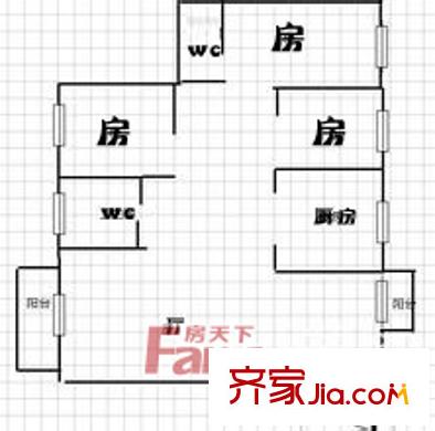德怡居戶型圖3室2廳 3室2廳1衛(wèi)1廚
