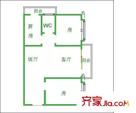 翠湖新村 2室 戶型圖