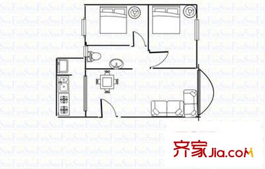 盈翠園 2室 戶型圖
