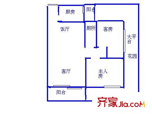 北苑大廈戶型圖兩室一廳戶型圖 2室1廳1衛(wèi)1廚