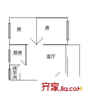 龍城小區(qū)戶型圖兩室一廳戶型圖 2室1廳1衛(wèi)1廚