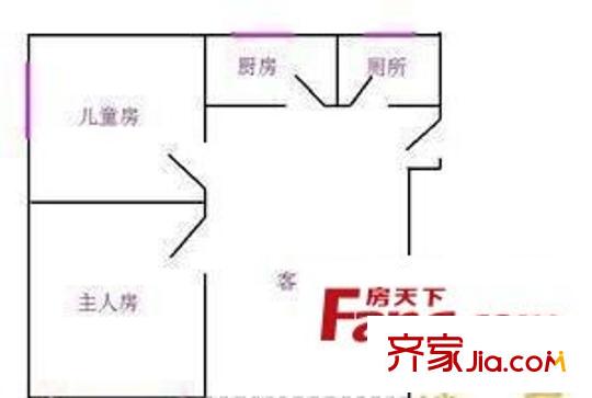 龍城小區(qū)戶型圖兩室一廳戶型圖 2室1廳1衛(wèi)1廚
