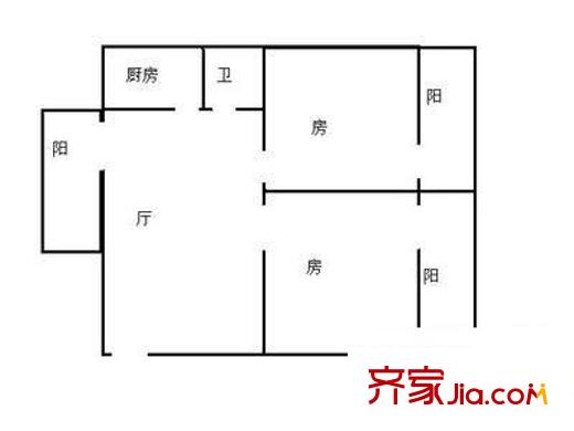 玉蘭村 2室1廳 戶型圖