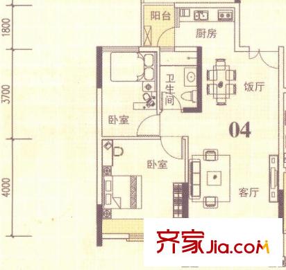 東圣維拉7座2-11層04單元 2室2廳1衛(wèi)1廚
