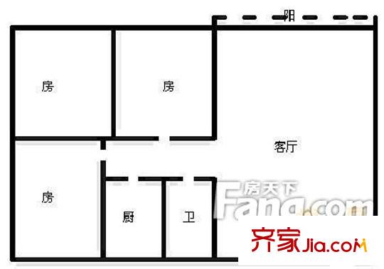 佳廣樓戶型圖3室1廳1衛(wèi)1廚 3室1廳1衛(wèi)1廚