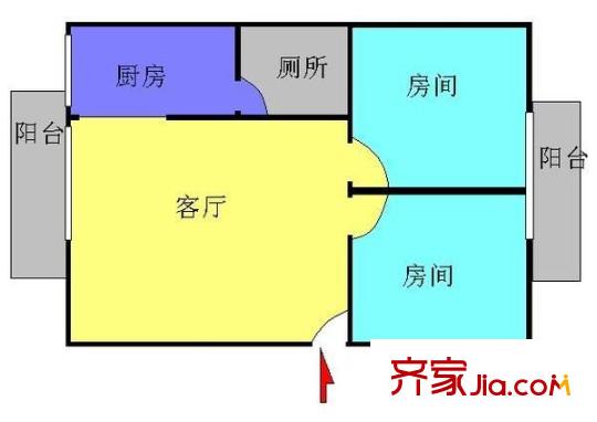 黃岐恒福花園戶(hù)型圖2室1廳 戶(hù)型圖 2室1廳1衛(wèi)1廚